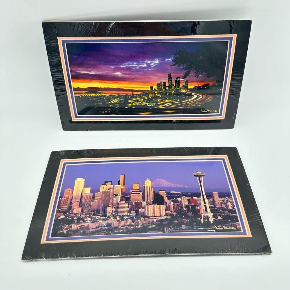 Michael Searle Panoramic Art Prints 12x7 Seattle Los Angeles Vintage Skyline Set - Picture 10 of 13